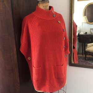 Pure orange Button-Up oversized vest /Sweater hand knit